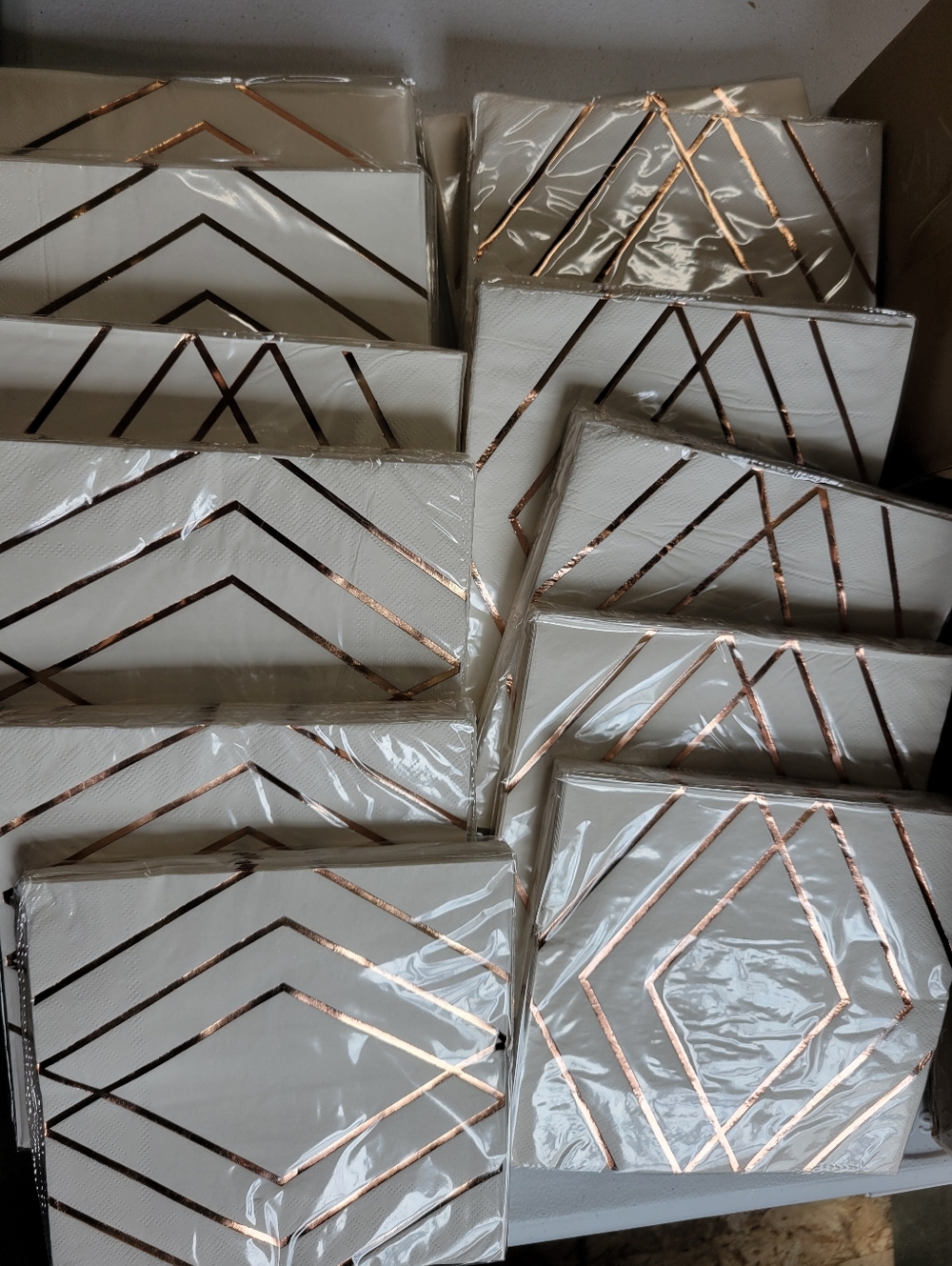 12pkg. Bundle Of Spirit Cream Lunch Napkins - Packs of 30 13x13. Rose Gold